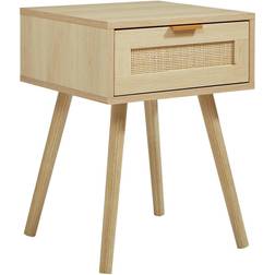 Light Rattan Detail Bedside Table 40x40cm