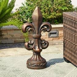 GlitzHome 27.25"H MgO Bronze Standing Fleur De Lis Garden