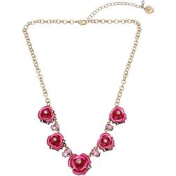 Betsey Johnson Rose Frontal Necklace Pink One