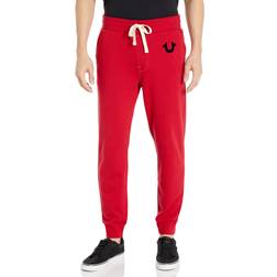 True Religion Men's Classic Logo Jogger Sweatpant, Ruby Red/Black