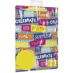 The Home Fusion Company Sheets & 2 Tags Bright Striped Or Colourful Text/Bright Colours Words