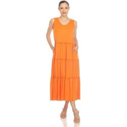 White Mark Women's Midi Dress, Medium, Orange