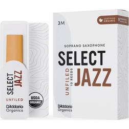 Rico D'Addario Organic Select Jazz Unfiled Soprano Sax Reeds, 3M 10 Pack