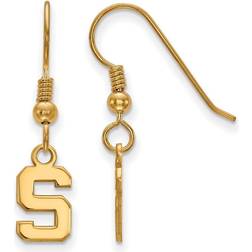 LogoArt 14k Gold Plated Silver Michigan State Univ. Tiny Dangle Earrings instock E15368