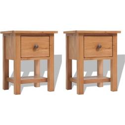 vidaXL Solid Oak Bedside Table 30x36cm 2pcs