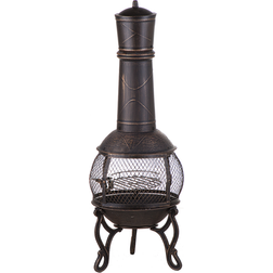 Beliani Modern Charcoal Fire Pit Metal Steel Azteca Chimney