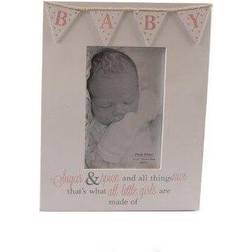 The Home Fusion Company 4 x 6 Baby Photo Frame Pink Or Blue Bunting Boy Or Girl Freestanding Christening Gift/Pink