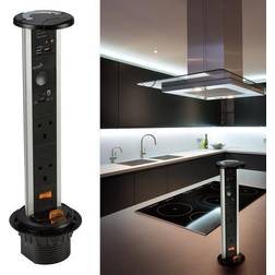 Knightsbridge IP54 13A 2G Pop Up Socket with Built-In Bluetooth Speaker and USB Charger 2.4A