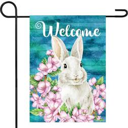 Northlight Seasonal Welcome Bunny Floral Spring Garden Flag