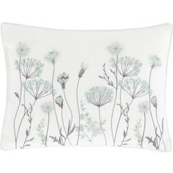 Catherine Lansfield Meadowsweet Floral Print Piped Edge Filled Cushion Complete Decoration Pillows White, Green