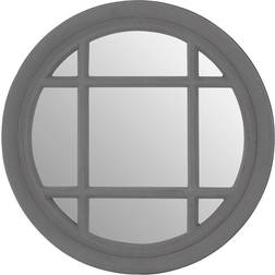 Premier Housewares Wood Round Grey Wall Mirror