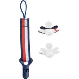 Tommy Hilfiger Pacifier w. Strap 2-pack White