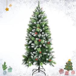 Gymax 5FT Artificial Christmas Tree Snow Flocked Xmas Tree Decor In/Outdoor