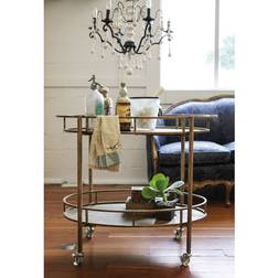 3R Studios Metal Oval 2-Tier Bar Cart on Casters Trolley Table