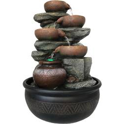 Globo Fontana LED room fountain, grey/brown, jugs