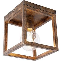 QAZQA Industrial rust Cage Ceiling Flush Light