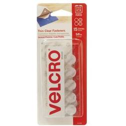 VELCRO Brand Thin Clear Fasteners 5/8in circles 15 ct
