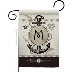 Breeze Decor 80195 Nautical M Monogram 2-Sided Impression Garden Flag