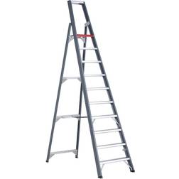 Altrex Aluminium step ladder, single sided access, with storage tray, 10 steps, working height 4350 mm