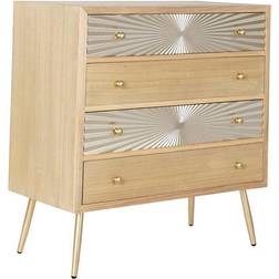 Dkd Home Decor Fir Natural Golden Metal Modern Chest of Drawer