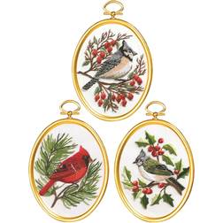 Janlynn Embroidery Kit 3"X4" Set of 3-Winter Birds-Stitched In Floss