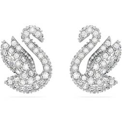 Swarovski Iconic Swan Stud Earrings - Silver/Transparent