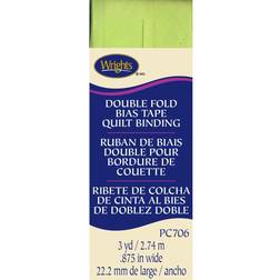 Wrights 7/8" Lime Green Double Fold Bias Tape Quilt Binding 3 Yards"