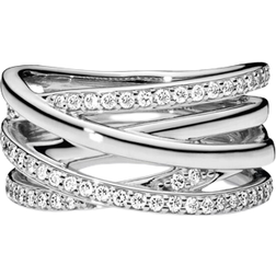 Pandora Sparkling & Polished Lines Ring - Silver/Transparent