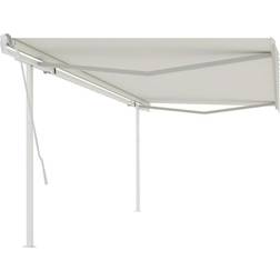 vidaXL Manual Retractable Awning with Posts 5x3.5 Cream