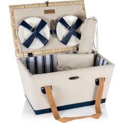 Picnic Time Boardwalk Basket for Four, Beig/Green