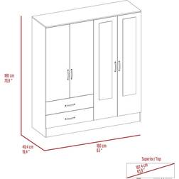 FM FURNITURE Florencia Mirrored Vintage Armoire Wardrobe