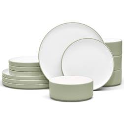 Noritake Colortex Stone Sage Porcelain Stax Dinner Set 12