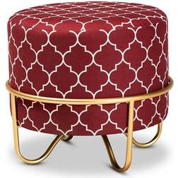 Baxton Studio Candice Glam Luxe Quatrefoil Pouffe