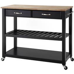 Crosley Natural Wood Top Kitchen Cart Island Trolley Table