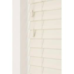 White 50mm Fine Grain Slatted Blinds with Strings 130cm Drop