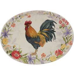 Certified International Floral Rooster Oval Platter Serving Dish