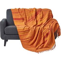Homescapes Bed Tie Dye Blankets Beige, Orange, Green