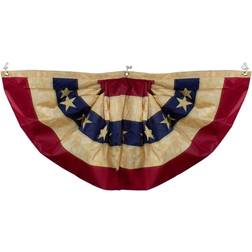 Northlight Patriotic Americana Tea-Stained Pleated Bunting Flag 24" x 48" Red