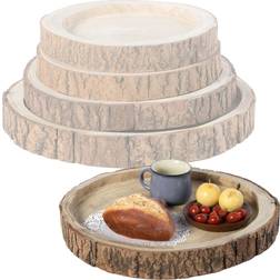 Vintiquewise Wood Bark Indented Display Serving Tray