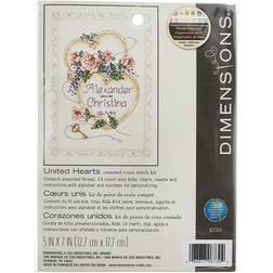 Dimensions Mini Counted Cross Stitch Kit 5"X7"-United Hearts Record 14 Count