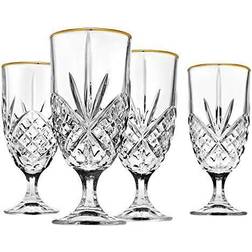 Godinger Dublin Set Four Gold Banded Iced Tea Wine Glass