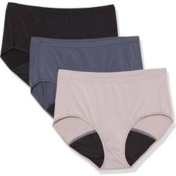 Hanes Ultimate Comfort Light Leak Brief Panties 3-Pack - Warm Steel/Peppercorn Grey/Black