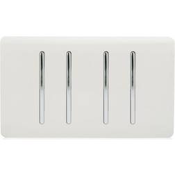 Trendi Switch 4 Gang 2 Way Double Plate Rocker Light White