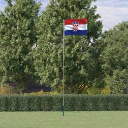 vidaXL Kroatien flag og flagstang 5,55 m aluminium