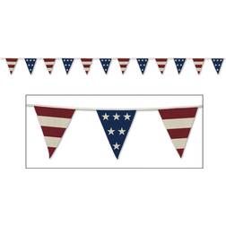 Beistle 59997 Americana Fabric Pennant Banner, Assorted Pack of 12