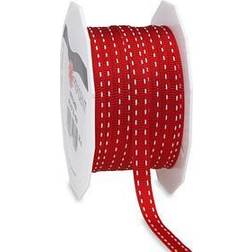 PRÄSENT Geschenkband Stitches seidenmatt rot 7,0 mm x 20,0 m