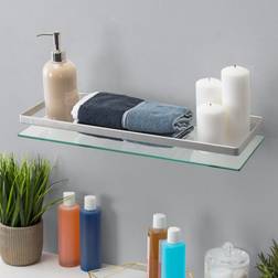 Danya B Contemporary Floating Tempered Glass Bathroom Shelf