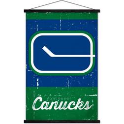 Trends International Vancouver Canucks 35.75'' 24.25'' Hanging Wordmark Logo Poster Framed Art