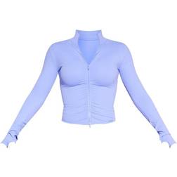 PrettyLittleThing Brushed Sculpt Ruched Front Zip Up Sport Jacket - Violet