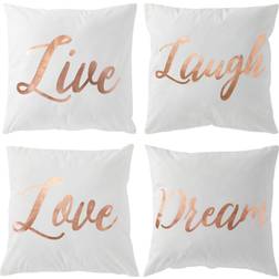 Juvale 4 Love Complete Decoration Pillows Beige, Pink, Gold